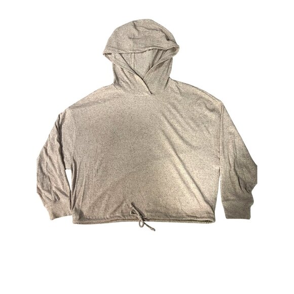 Chaser Oatmeal Hooded Pullover Crop Top With Drawstring Hem Large - Picture 4 of 10